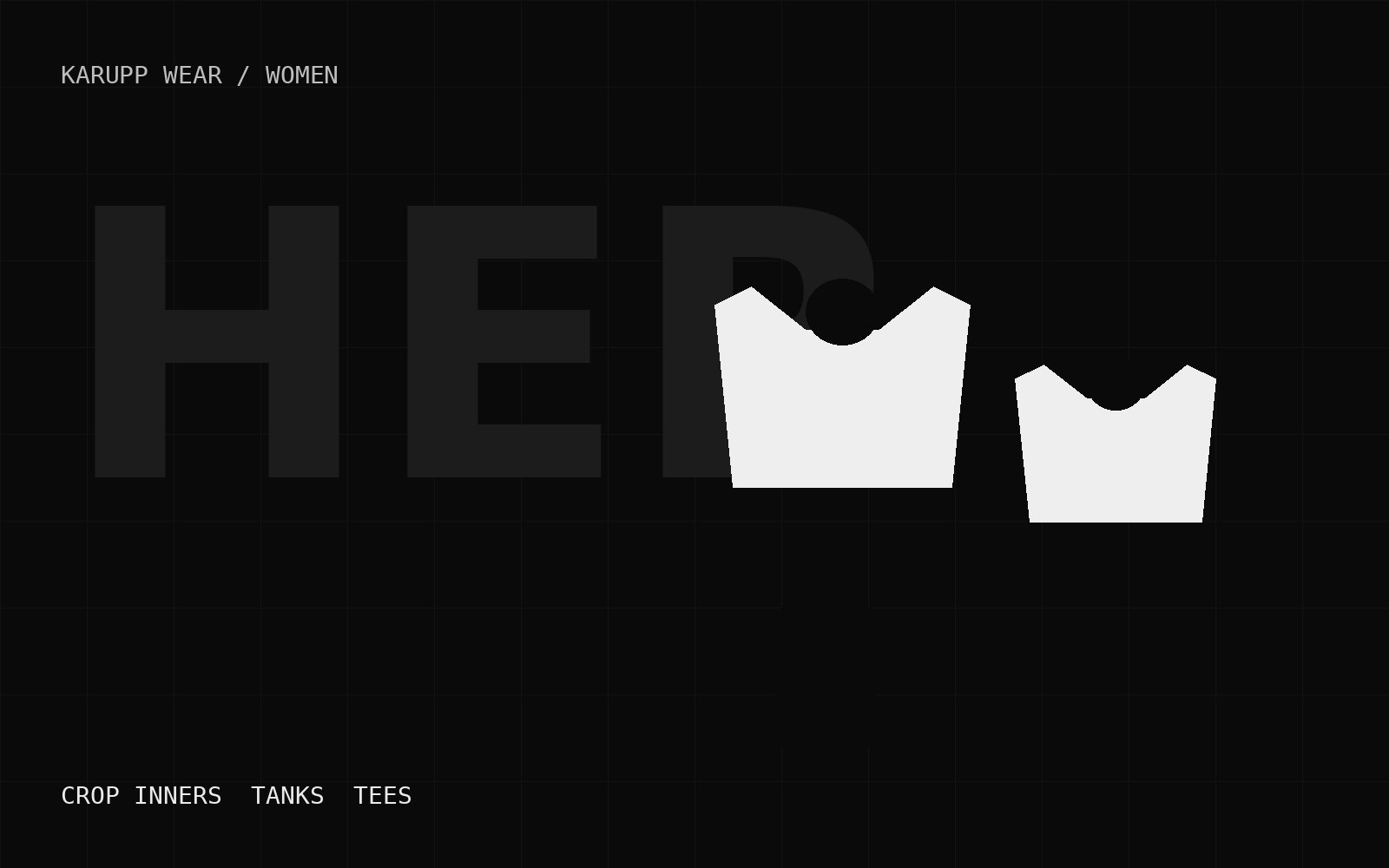 Black crop top and tank top shapes with the word HER